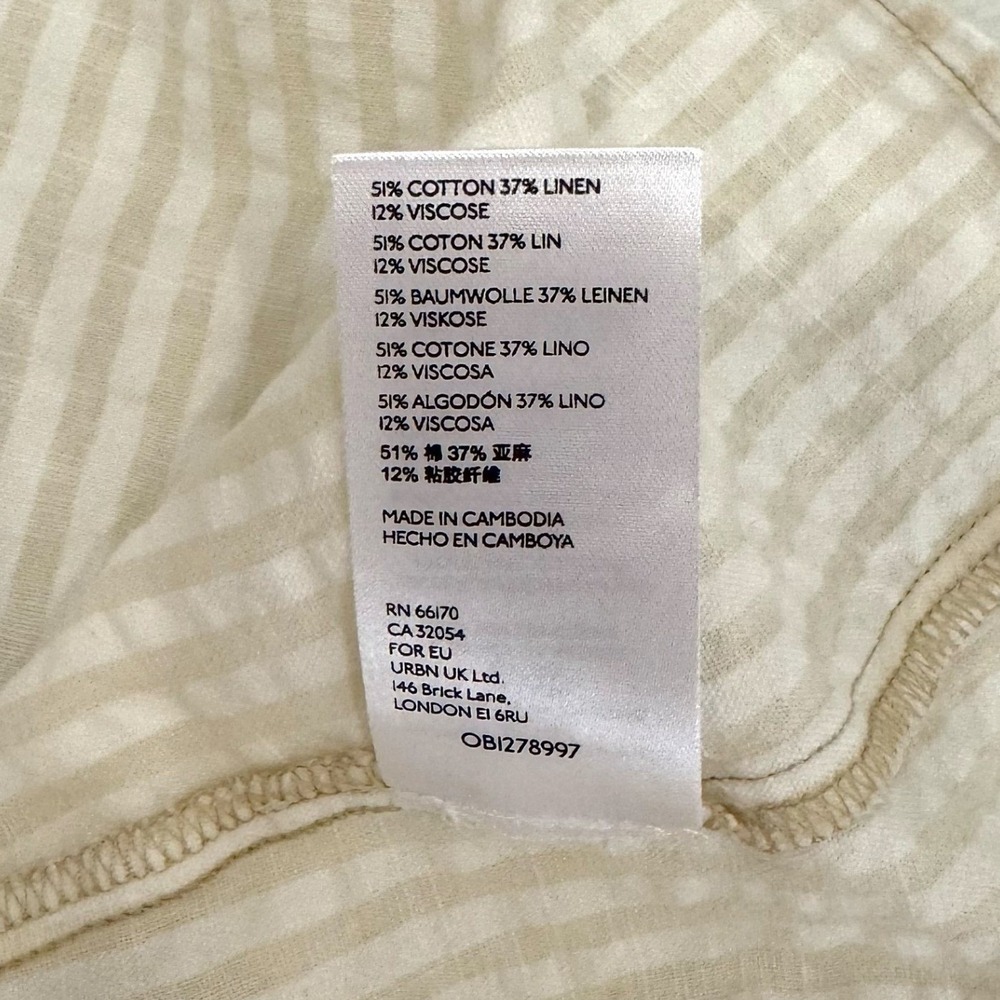 URBAN OUTFITTERS Cream Gingham Puff Sleeve Square Neck Mini‎ Dress S P - Picture 9 of 9